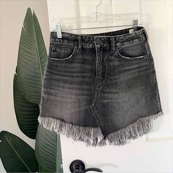 Free People Bailey Fringe Denim Mini Skirt - Picture 2 of 7